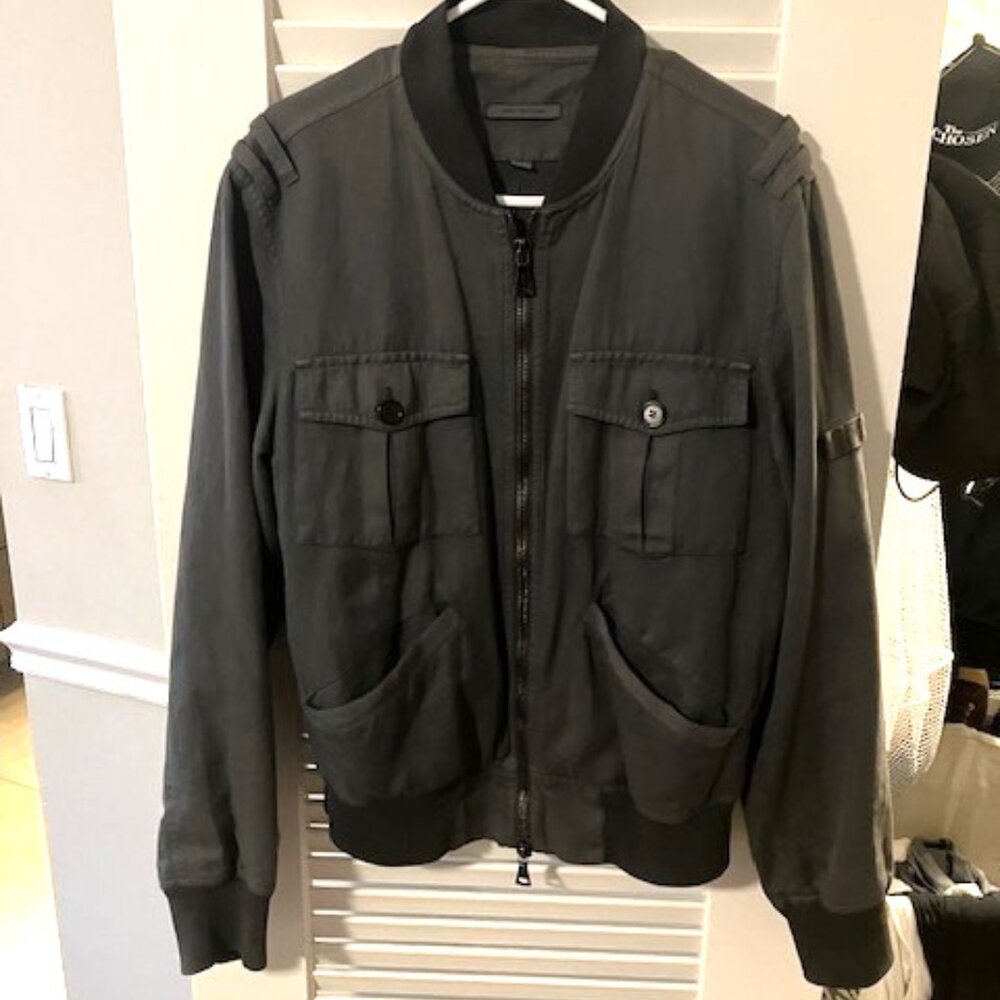 John Varvatos Utility-Bomber Grey Jacket Full Zip Men’s Small-Medium